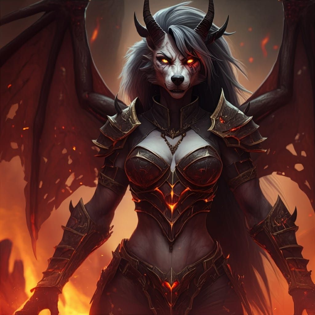 Epic Hellhound of Infernal Authority in Ornate Armor