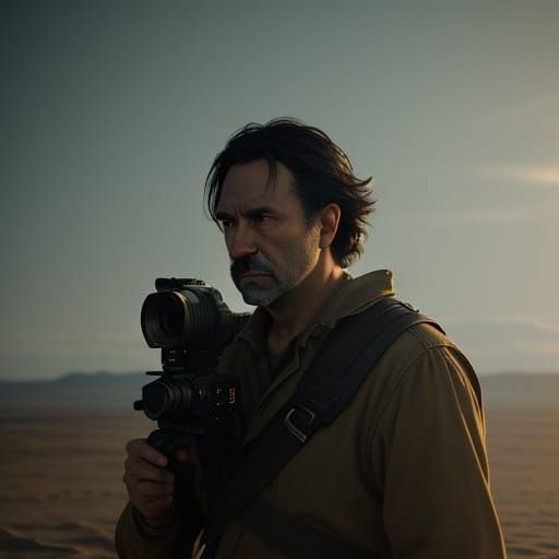 Golden Hour Epic: Vintage Film Still