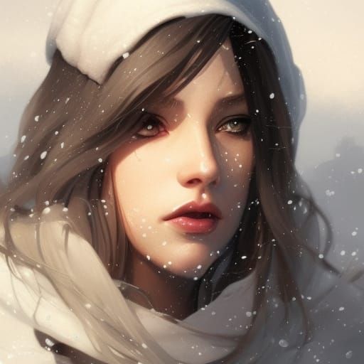 Snowy Portrait in Hyperdetailed Digital Art