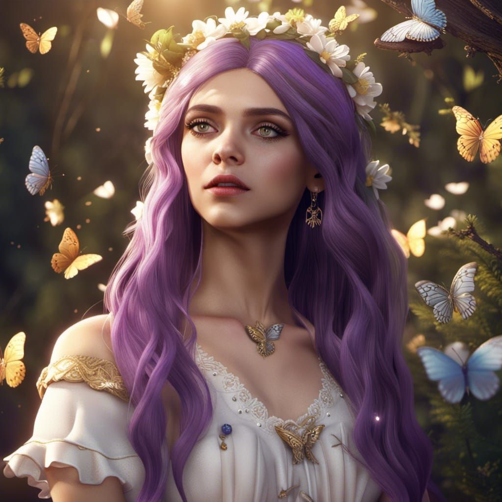 Young Woman with Purple Hair in 3D Game Style
