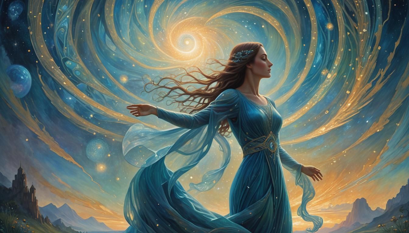 Celestial Woman Portrait in Dreamlike Visionary Art