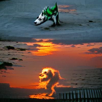 Joker Dog Portrait at Sunset