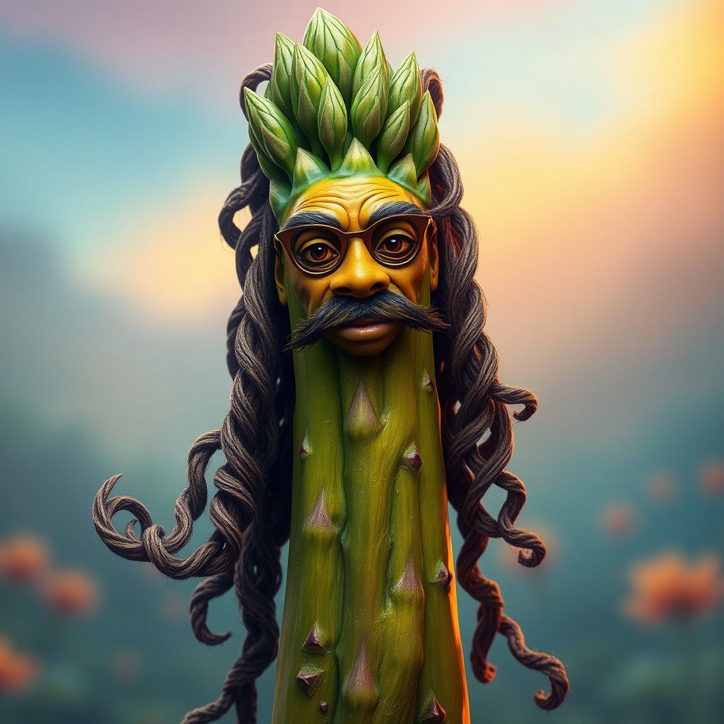 Snoop Dogg Asparagus in Dreamlike Matte Painting