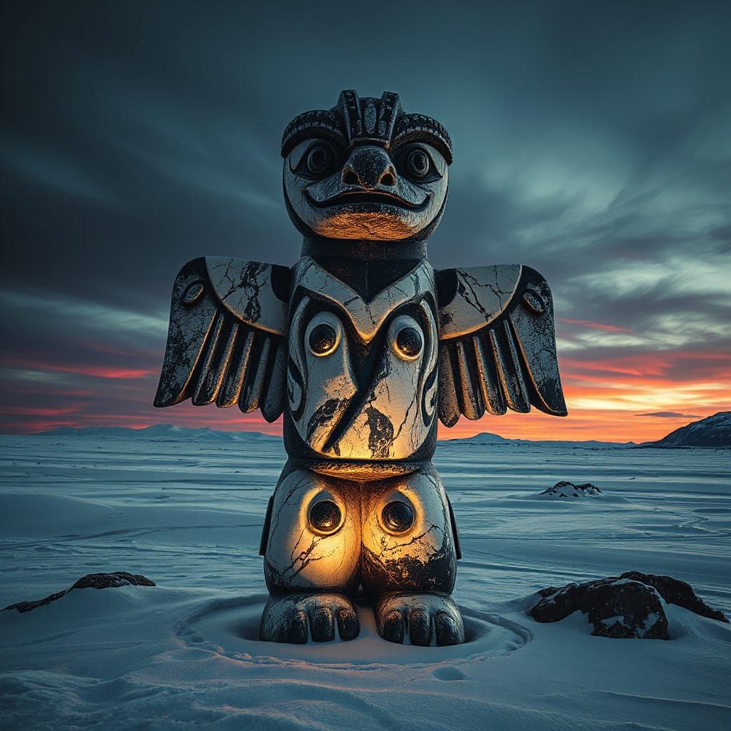 Marble-Skinned Tundra Spirit as Stone Totem