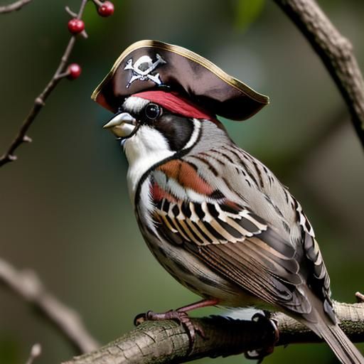 Sparrow Pirate Portrait with Hat and Sword