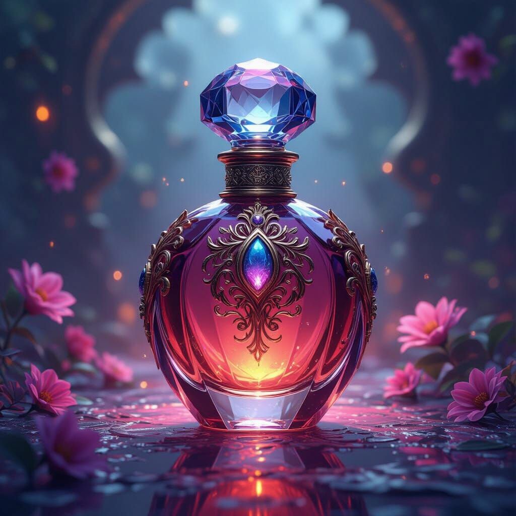 Ornate Perfume Bottle Matte Painting
