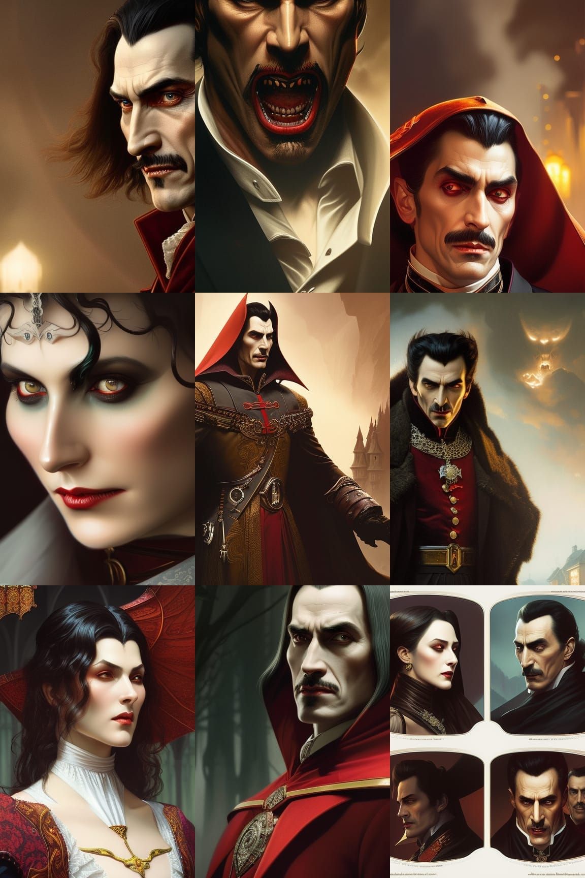 Realistic Dracula Portrait in Digital Painting Style