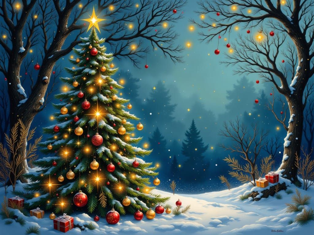 Enchanting Golden Christmas Tree Decoration