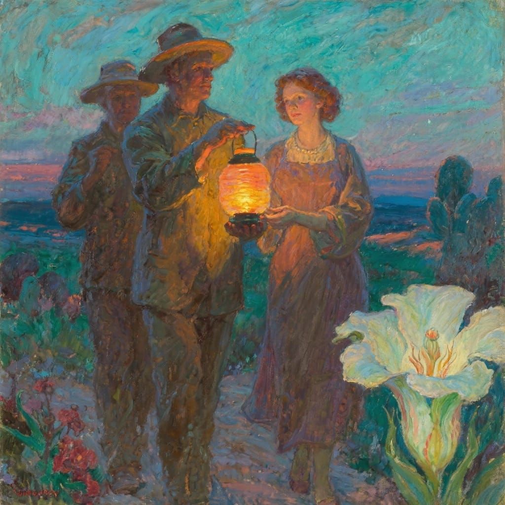 The Lantern Bearers in Maxfield Parrish Style