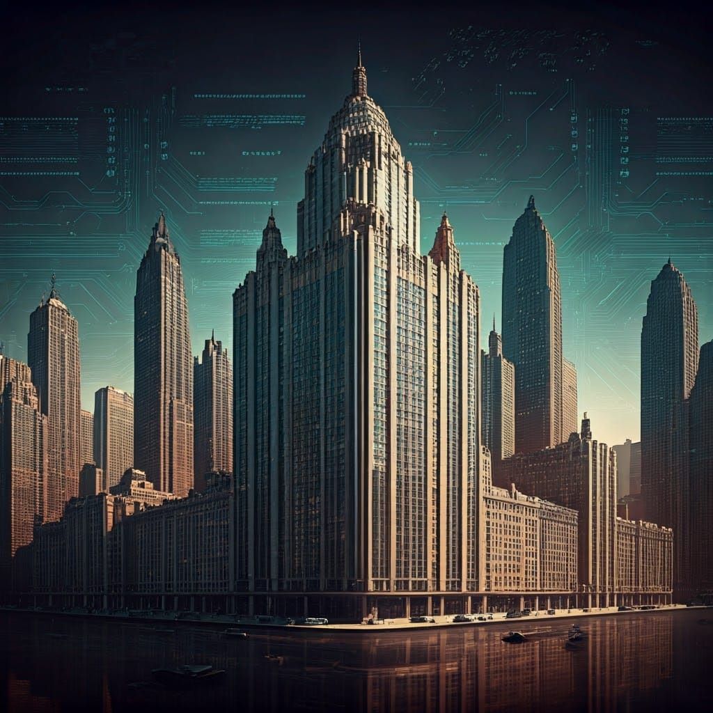 Cyberpunk Cityscape in a Haunting, High-Tech Aesthetic