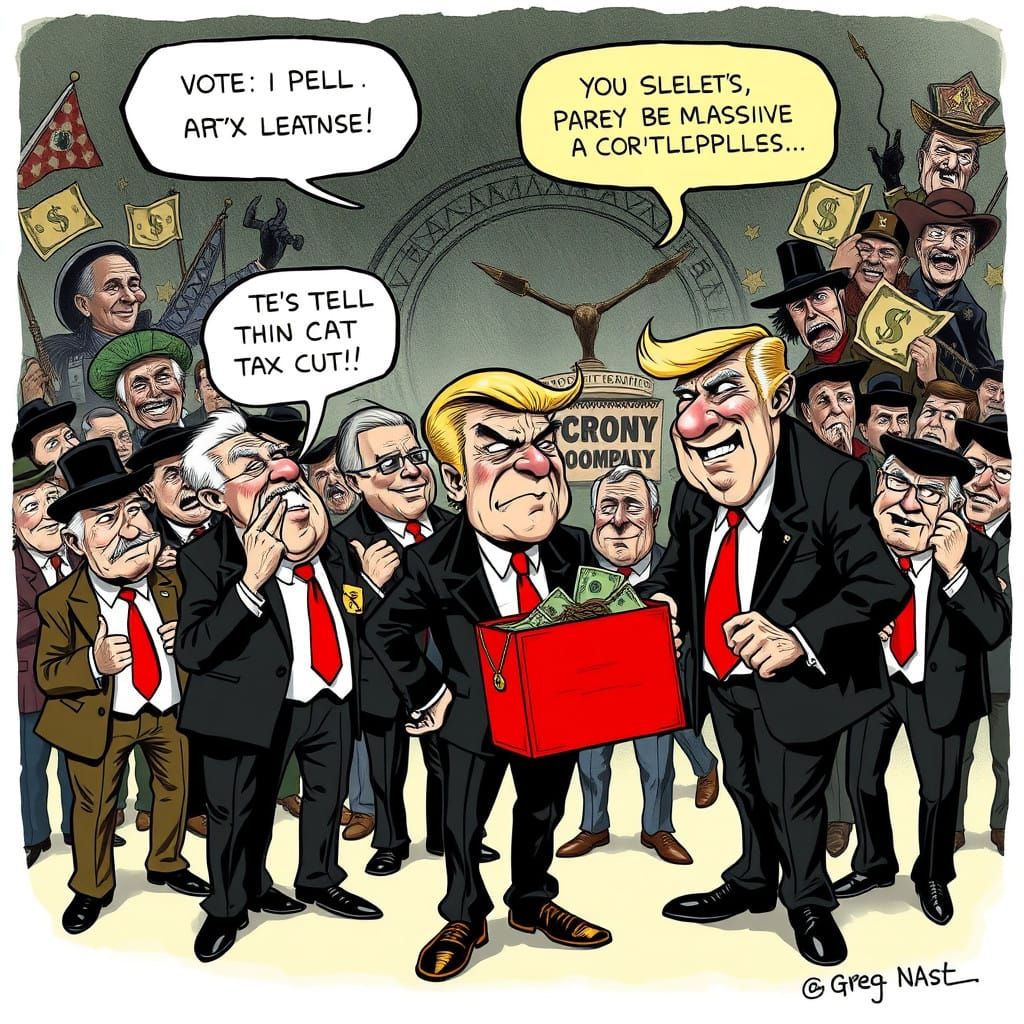 Baby Boomers Vote for Corrupt Politician in Tax Cut Cartoon