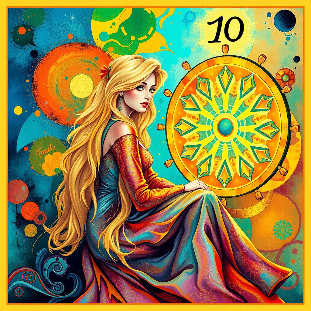 Blonde Tarot Reader with Wheel of Fortune