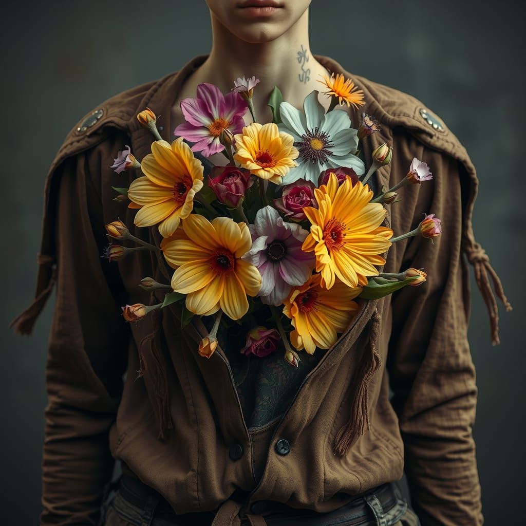 Surreal Floral Explosion: Cinematic Sci-Fi Concept