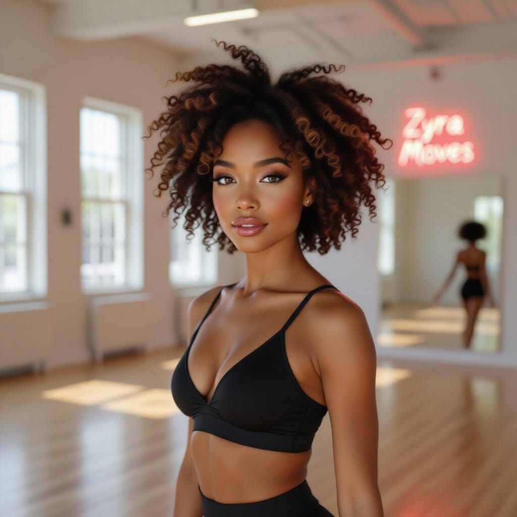 Radiant Dancer in Modern Studio, Vibrant Digital Art