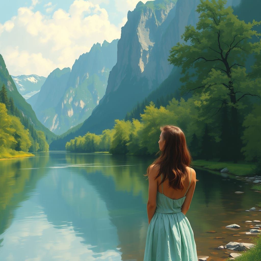 Serene Woman by Guillin River in Impressionist Style