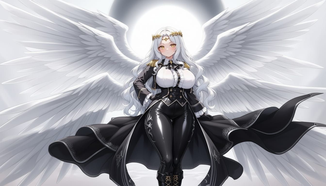 Angel Gabriel with White Wings and Gothic Dress