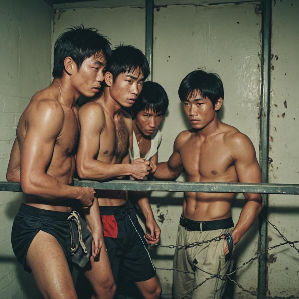 Dramatic Jail Cell Wrestling Cinematic Film Still