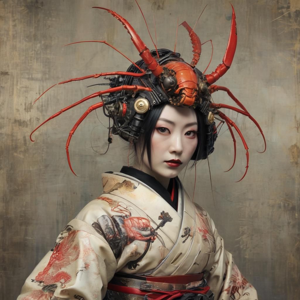Lobster Geisha in Tokyo: Robotic Dieselpunk Ukiyo-e
