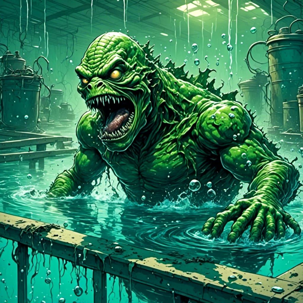 Slime Monster Emerges: Comic Book Style Creature