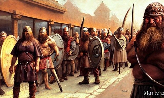 Annoyed Viking Berserker in Grocery Store, Hyperrealistic Oi...