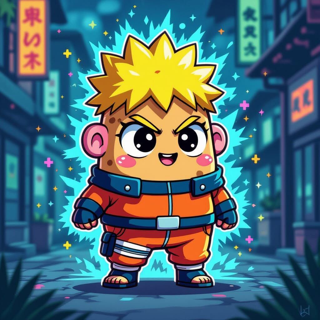 Pixel Art Potato Character Sticker with Comic Style