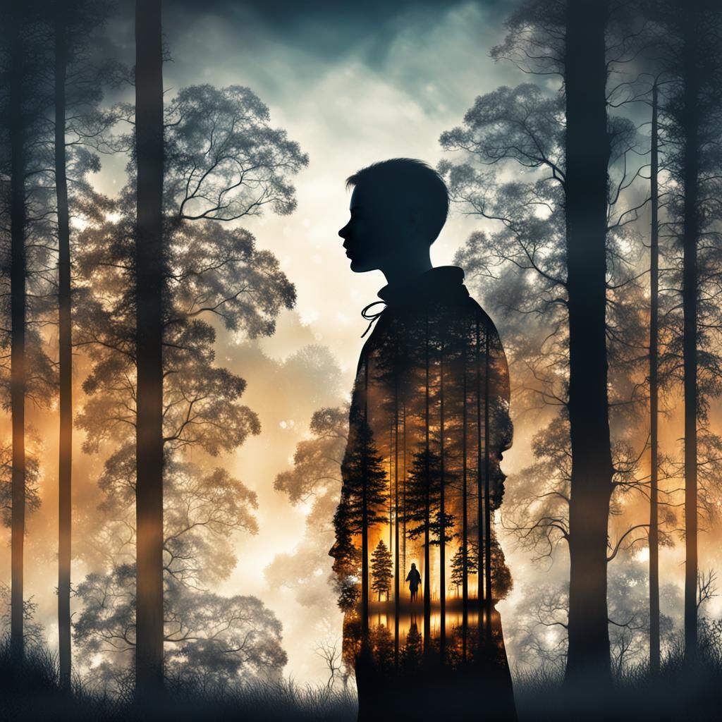 double exposure fantasy silhouette