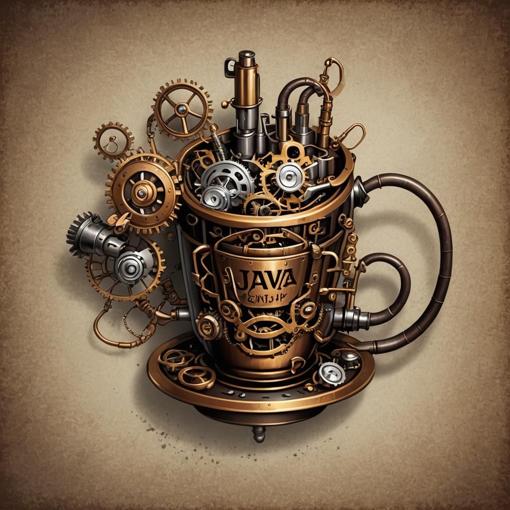 Steampunk Java Code Development in Coffee Cup