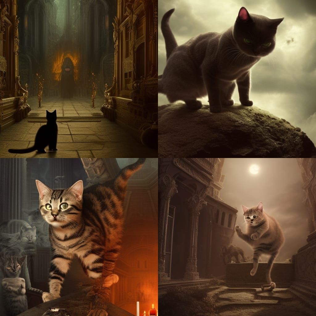 Dramatic Digital Painting of a Satanic Cat