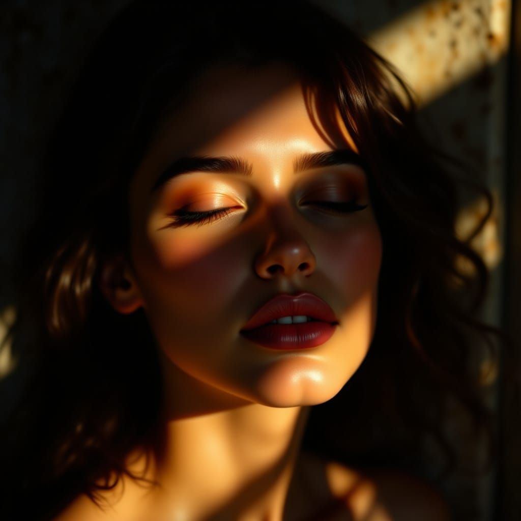 Cinematic Portrait of a Woman in Golden Sunlight