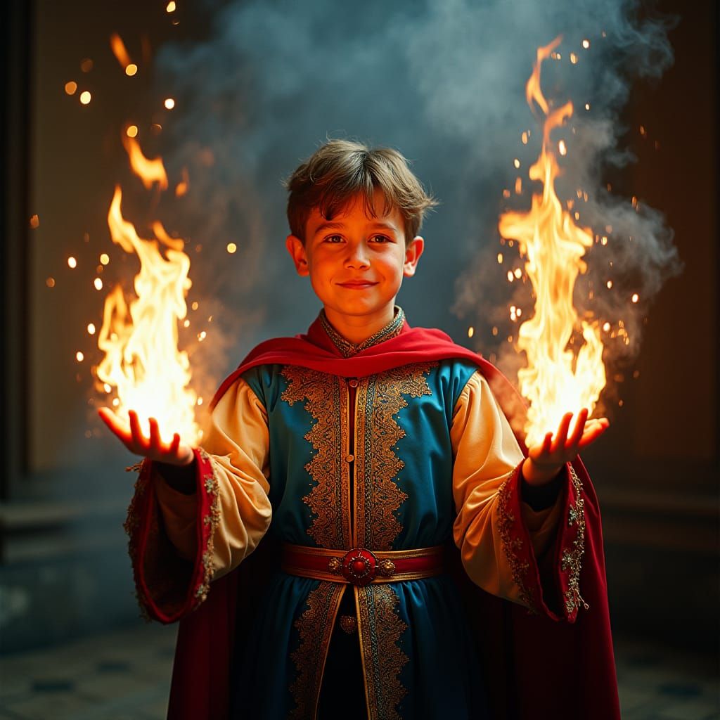 Young Magician Channels Magic in Renaissance Style