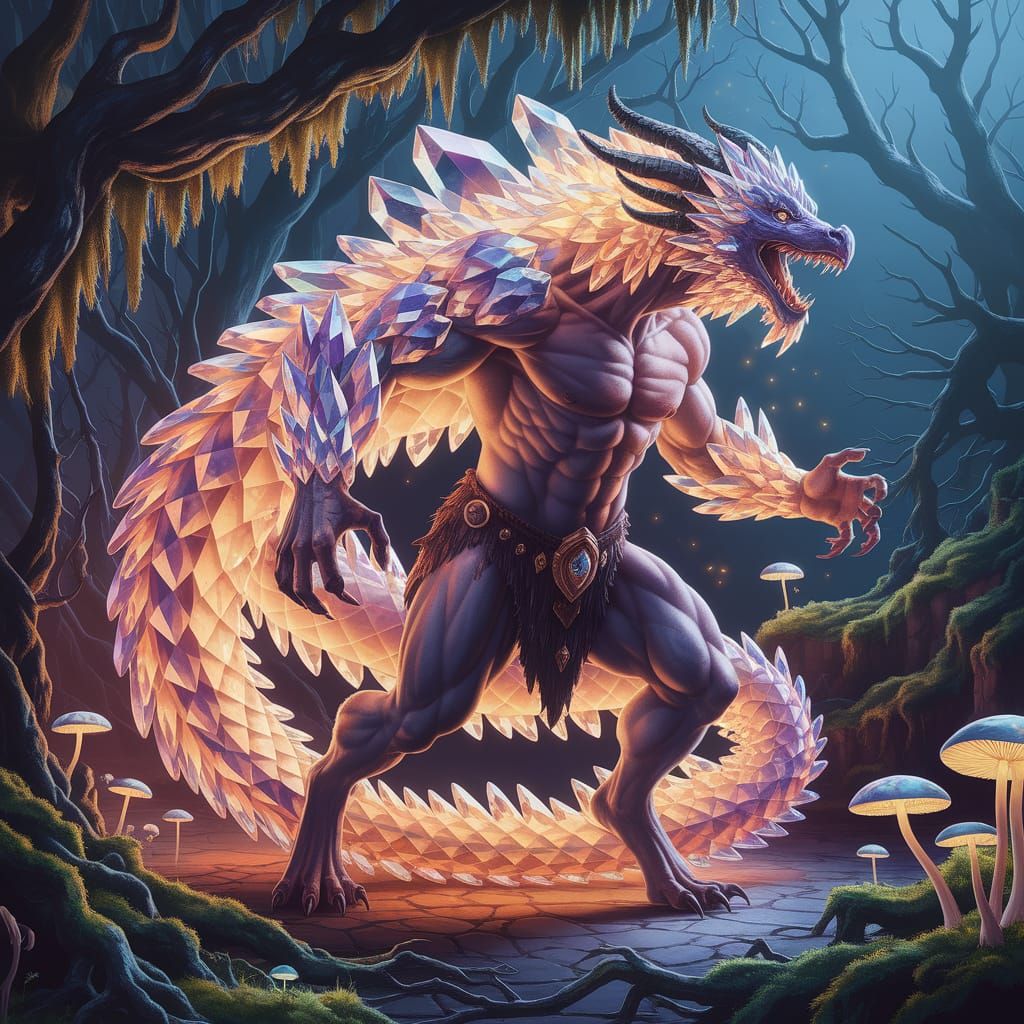 Crystal Dragon Transformation Digital Art