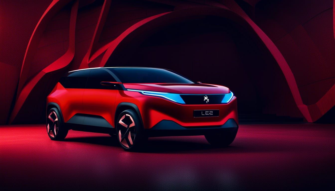 Futuristic Peugeot Leo Concept Car in Cyberpunk Style