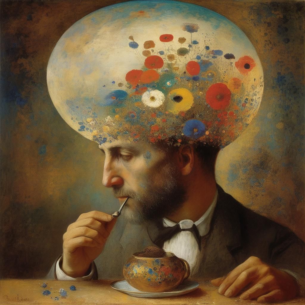 Cup of Cognition in Vintage Painting Style