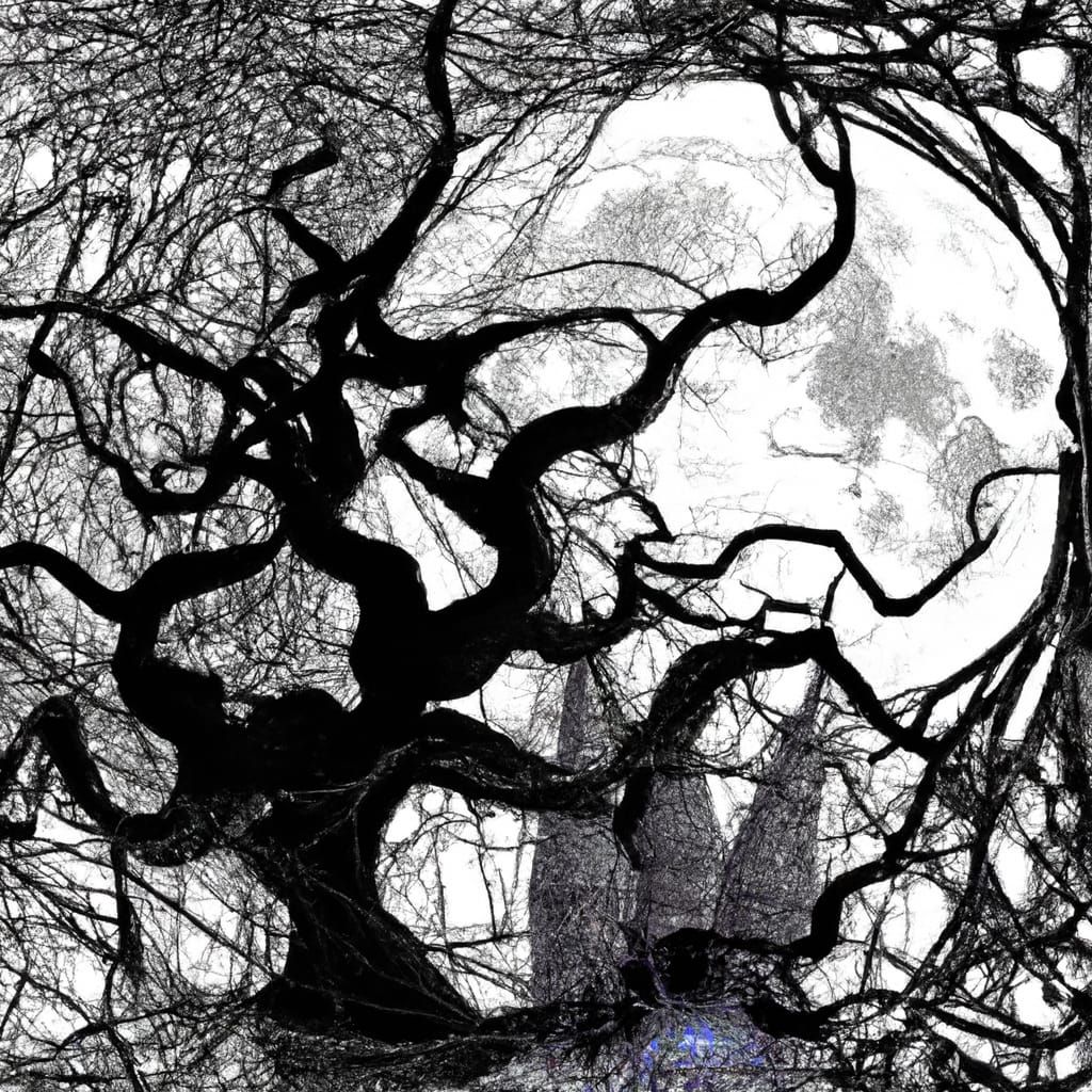 Gothic Castle Under Full Moon in Magical Realism