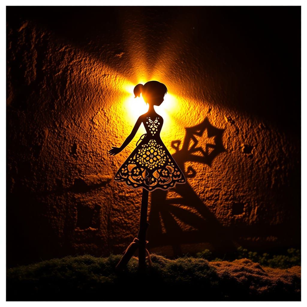 Ethereal Paper Figure in Warm Golden Light