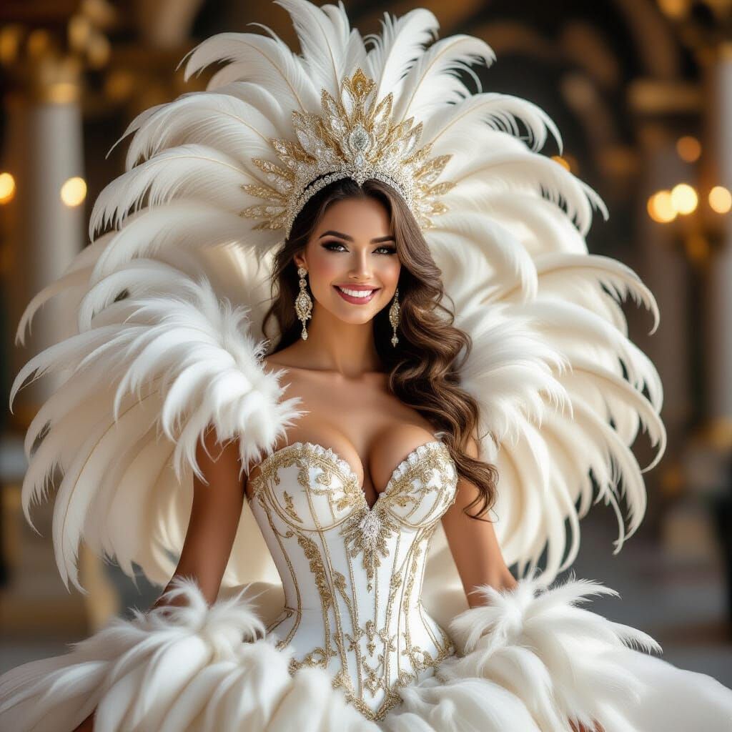 Elegant Showgirl in Dazzling Costume