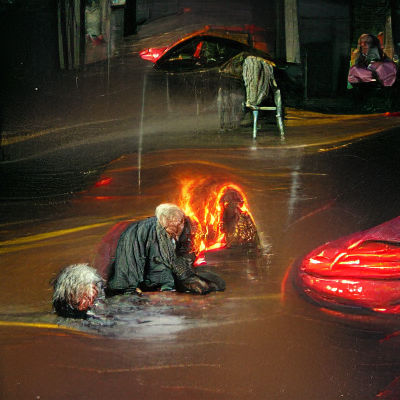 Grief Stricken Man Cries Over Wife in Rain