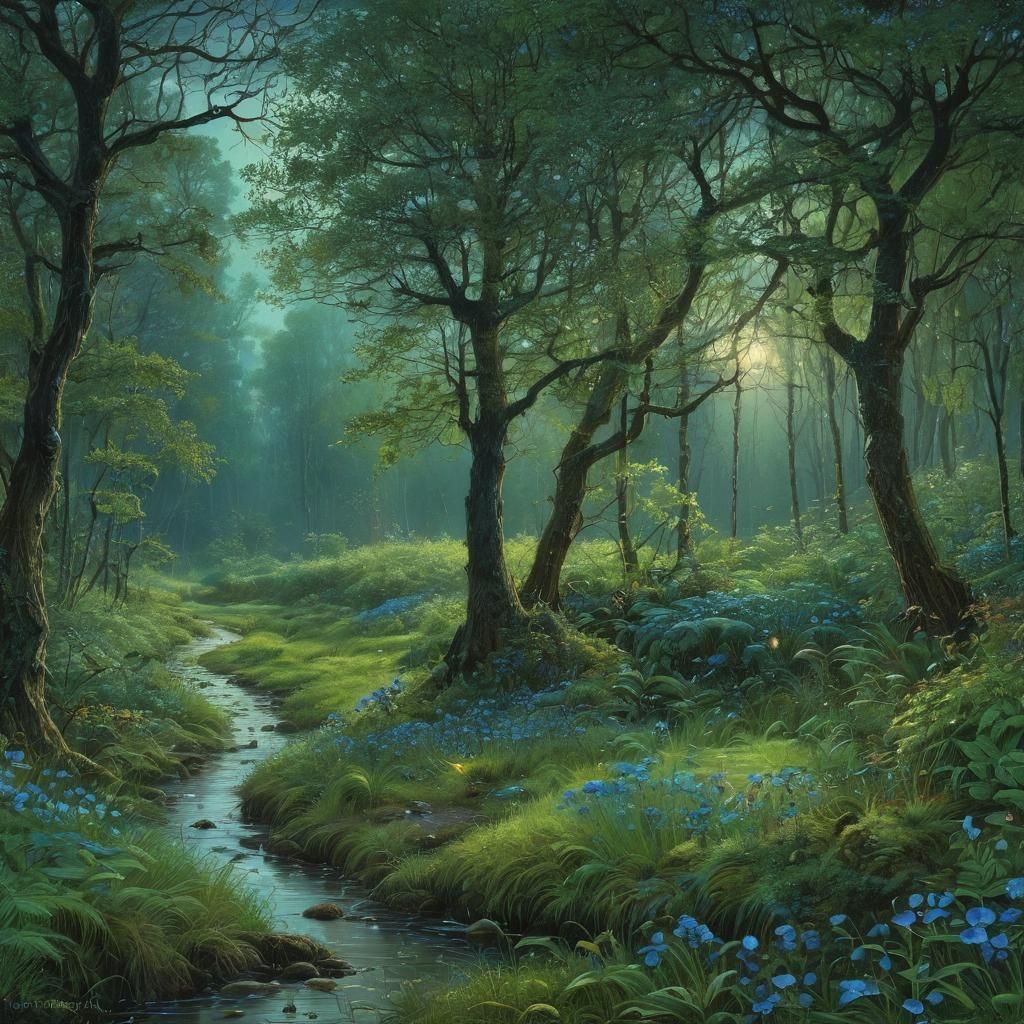 Rainy Swedish Forest Landscape at Evening