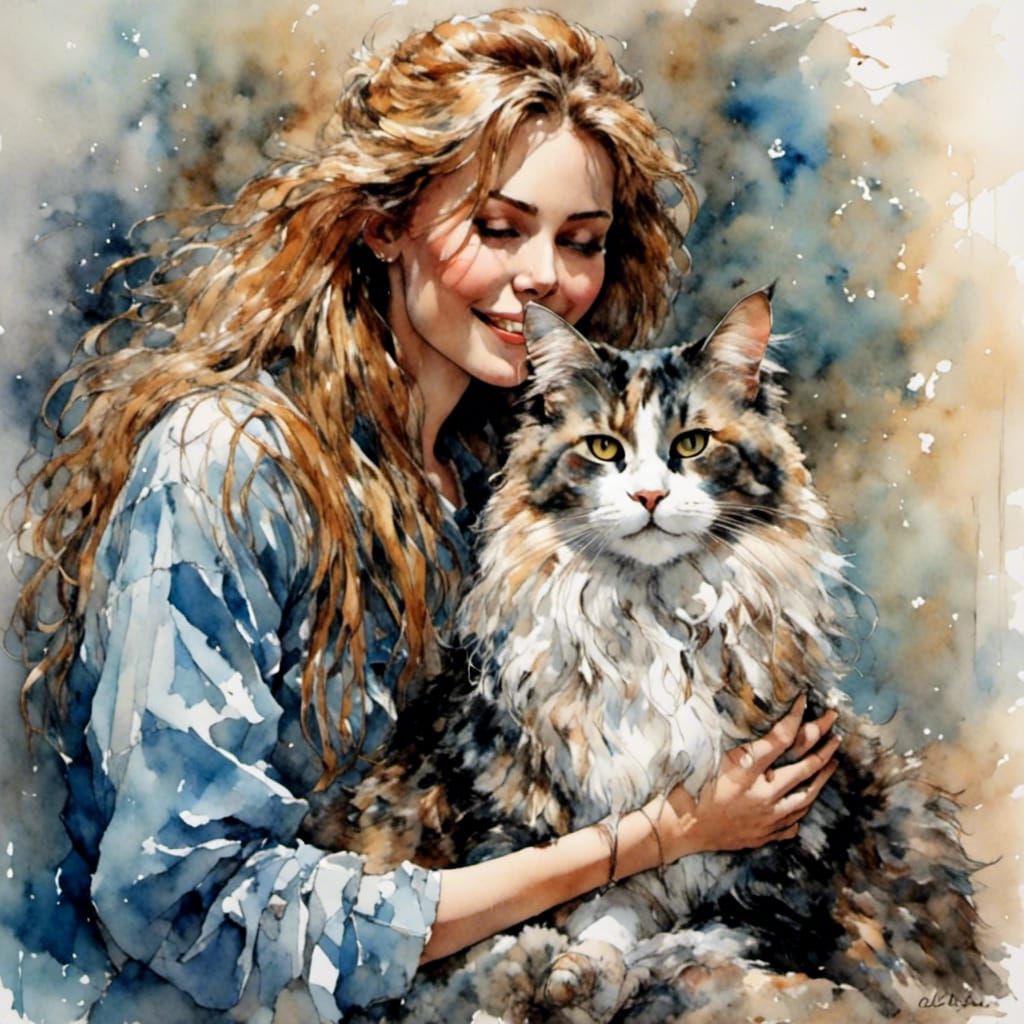 Veterinarian Cares for Long-Haired Cat with Gentle Touch