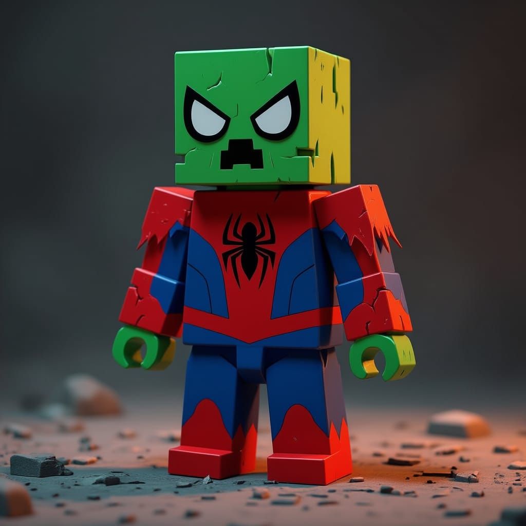 Minecraft Creeper Fused with Spider-Man Suit