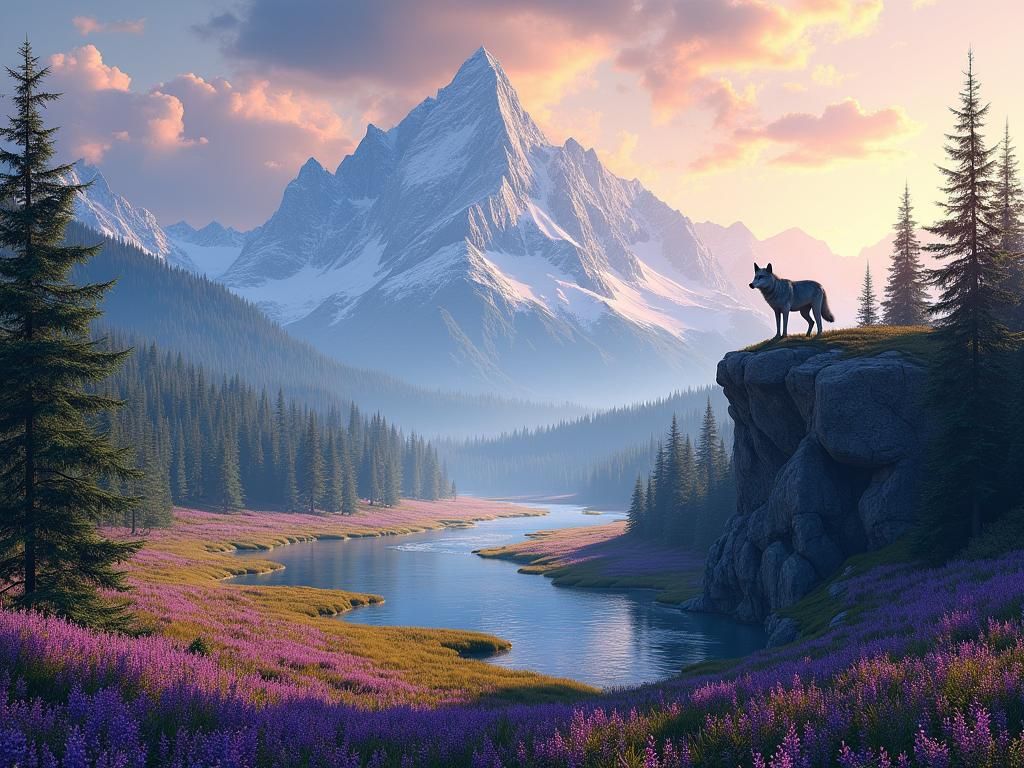 Majestic Mountain Range at Sunset over Russian Wilderness