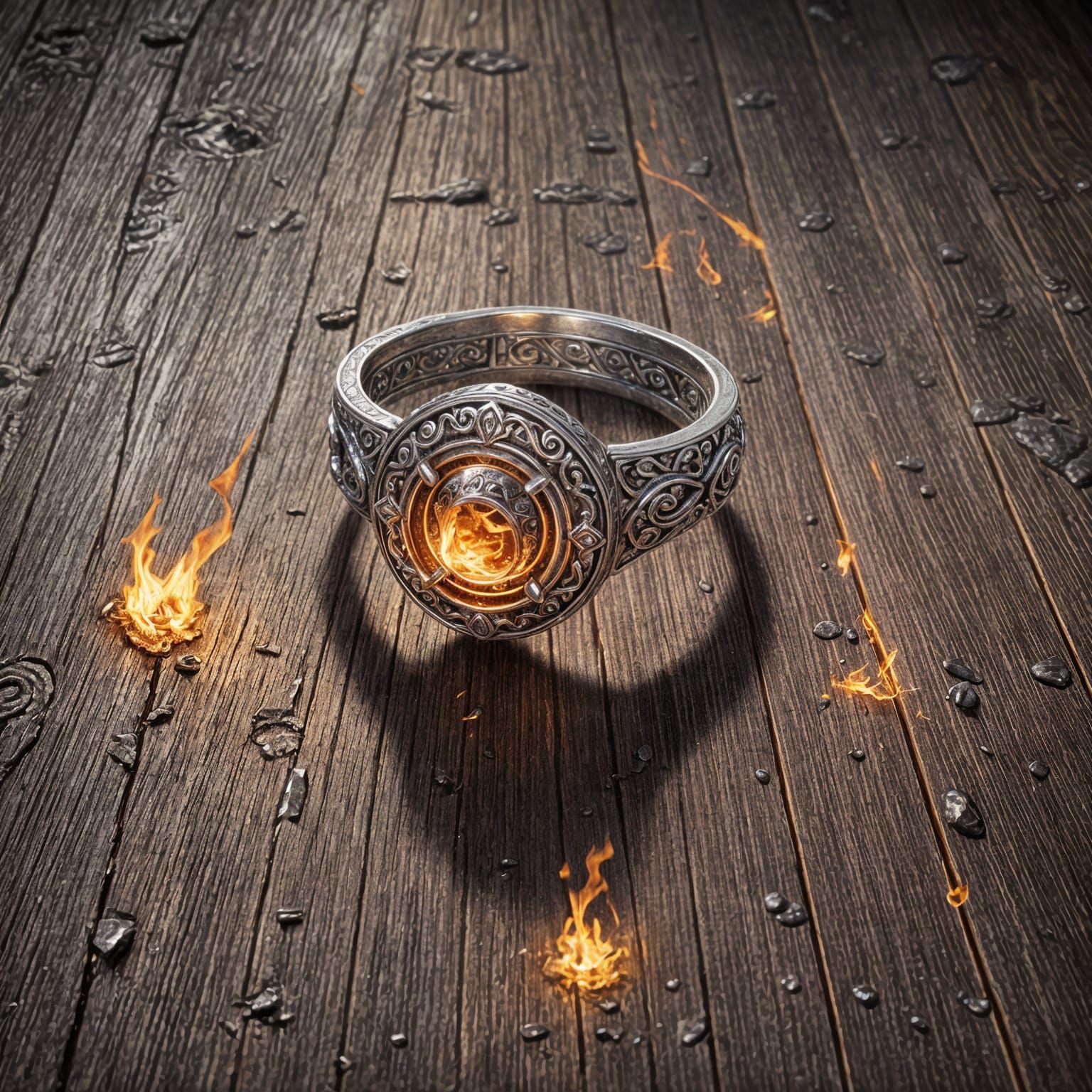 Silver Ring Ablaze: A Detailed Matte Painting