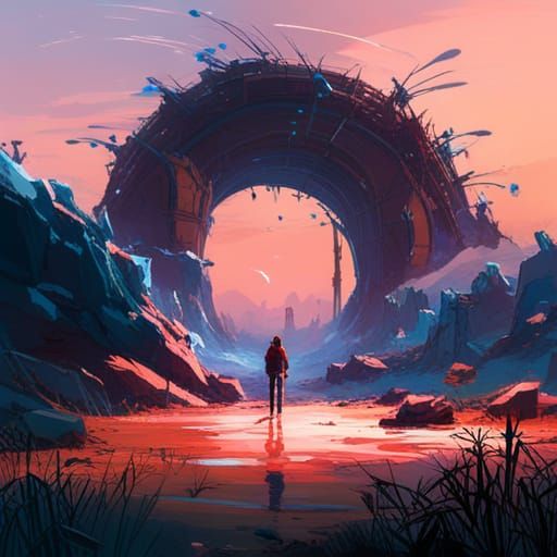 Beautiful Stargate in Japanese Art Style