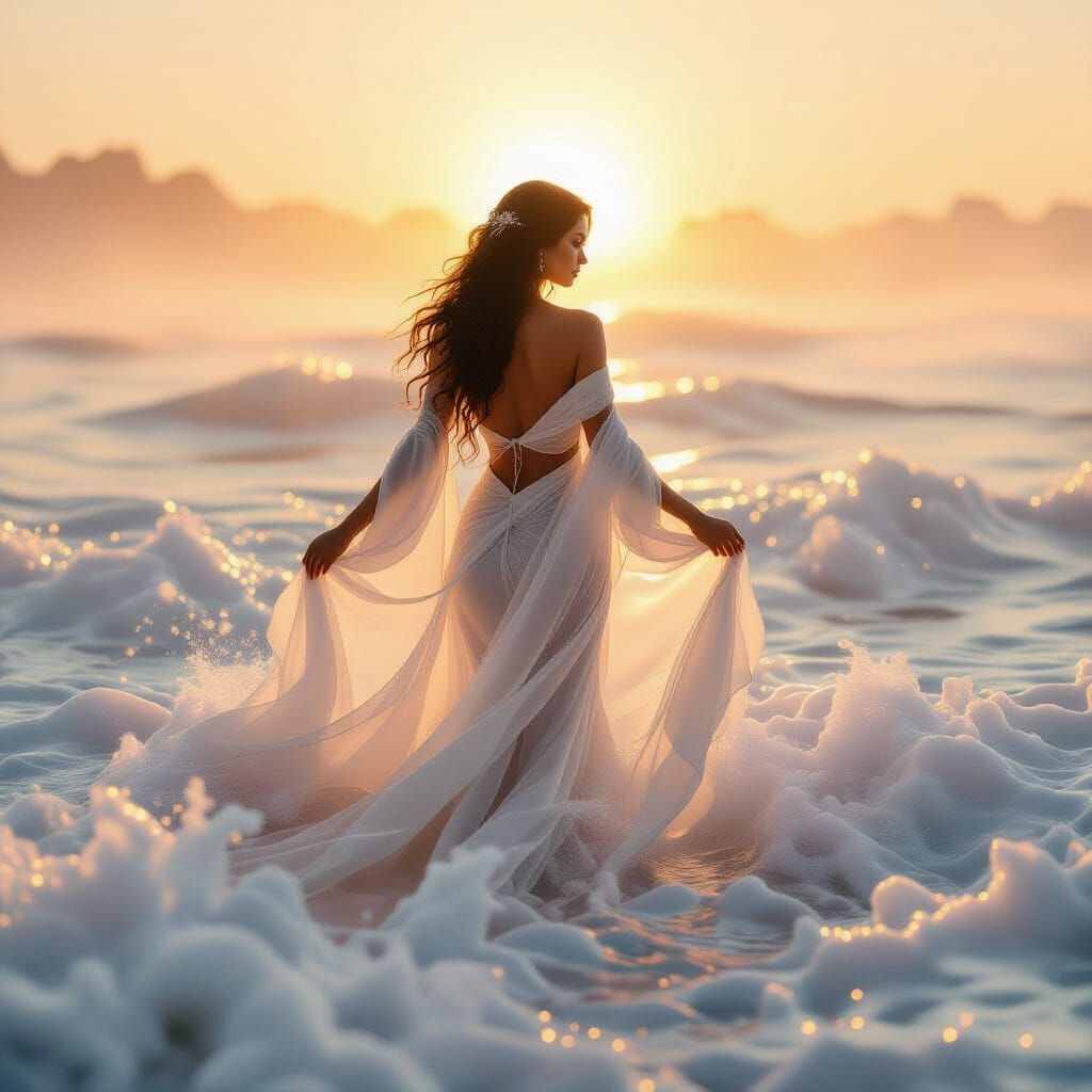 Aphrodite Emerges from Sea Foam: Fantasy Art