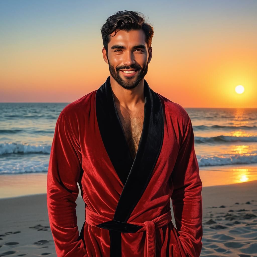 Handsome Man with Beard in Art Nouveau Style