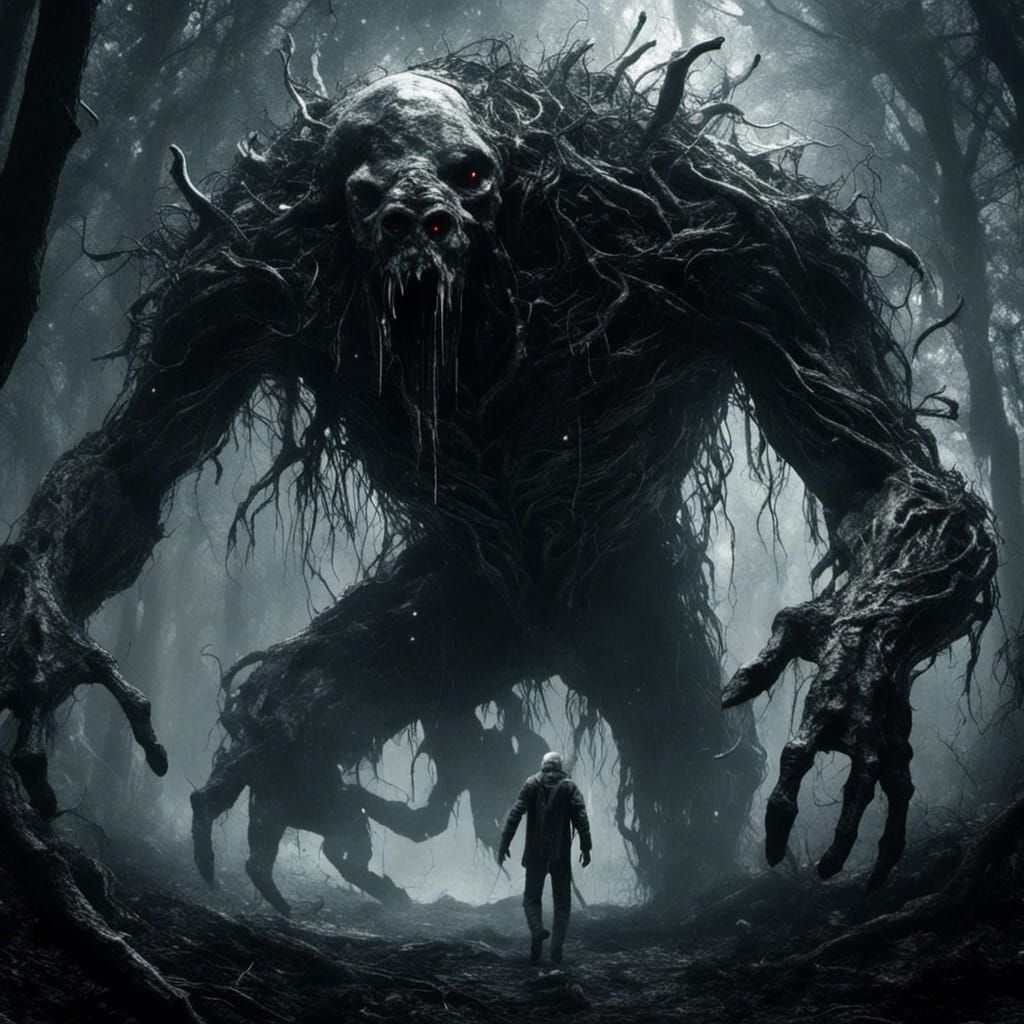 Eerie Monster Lurks in Dark Fantasy Forest