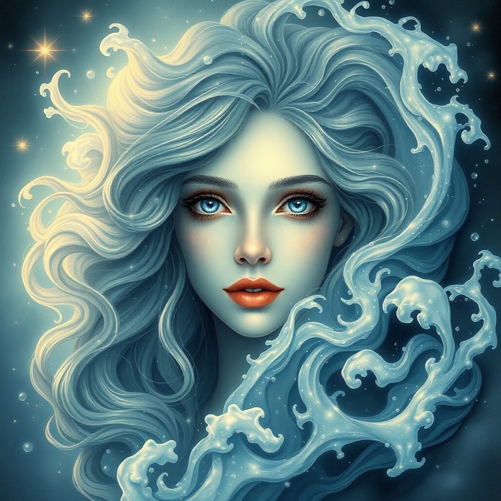 Enchanted Siren of the Ocean in Epic Glitch Art Style