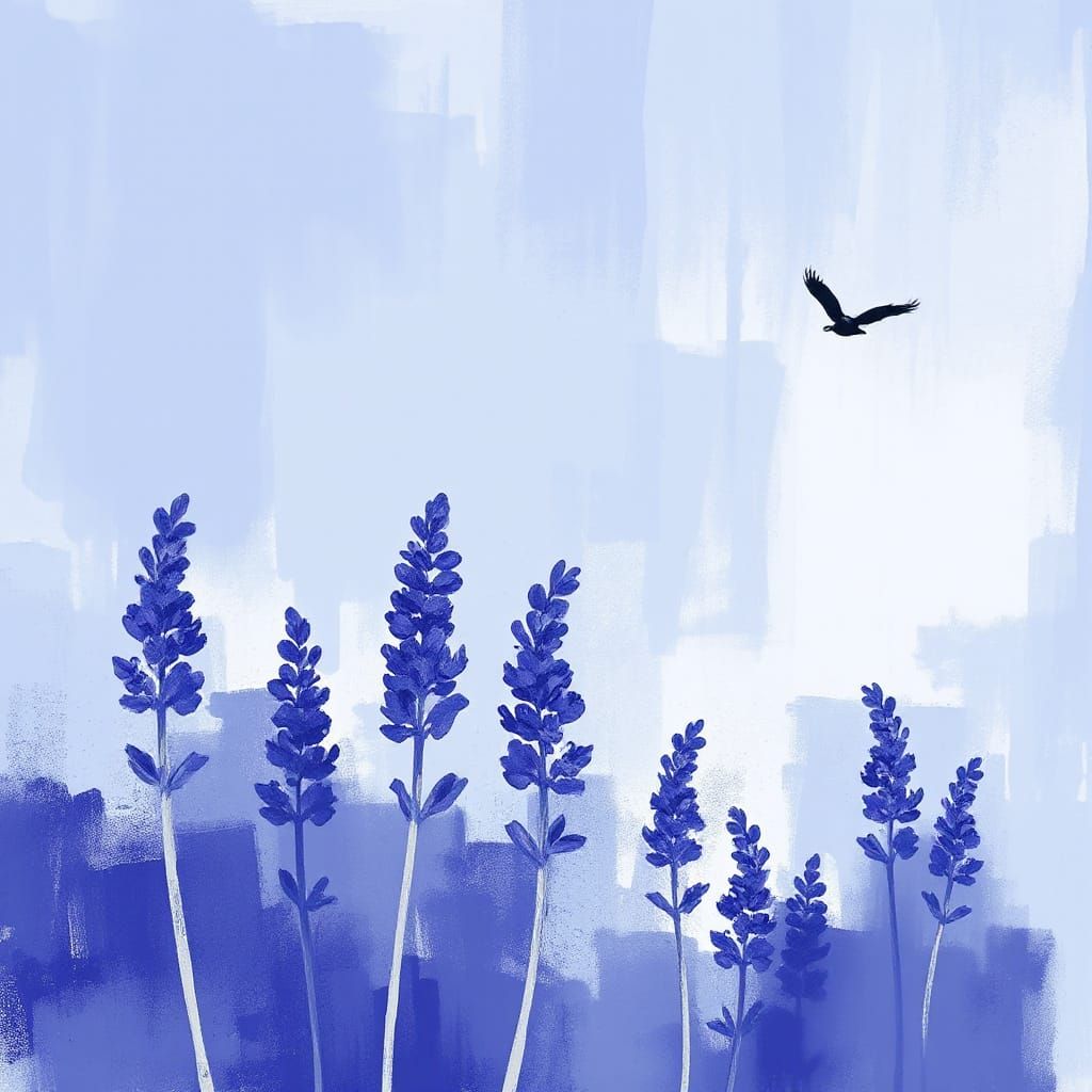 Charming Abstract in Lavender and Indigo