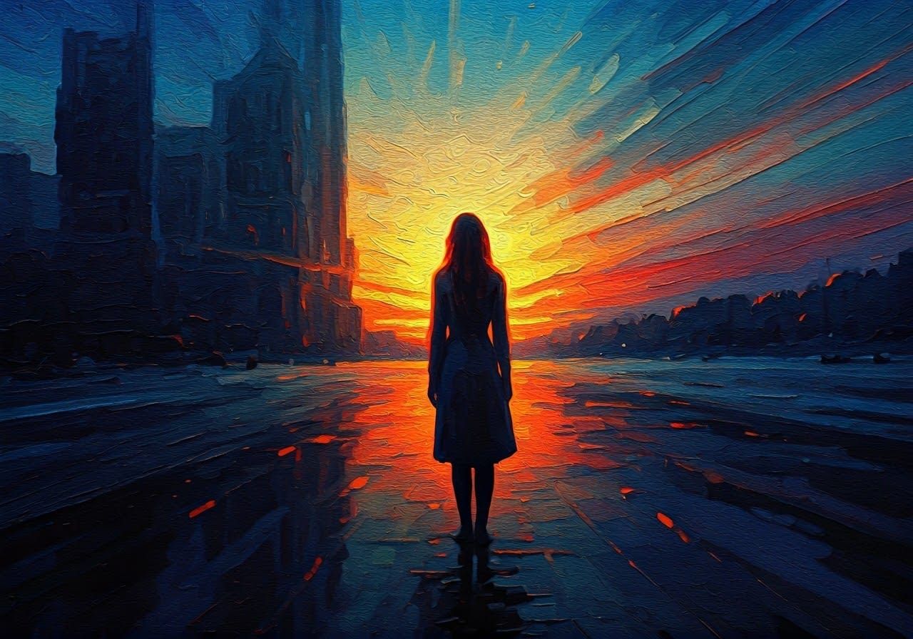 A woman caught between Day and Night