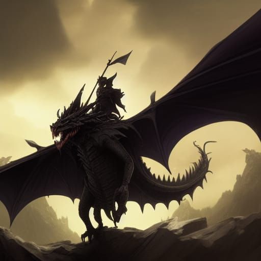 Shadow Prince on Two-Headed Dragon in Dark Kingdom